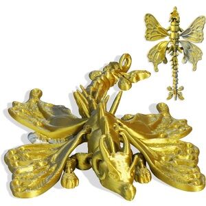 3D Printed Articulated Dragon Toy with wings, 16 moveable joints. Fidget Toy